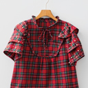  Love Kuza - Festive Pearl Tartan Blouse