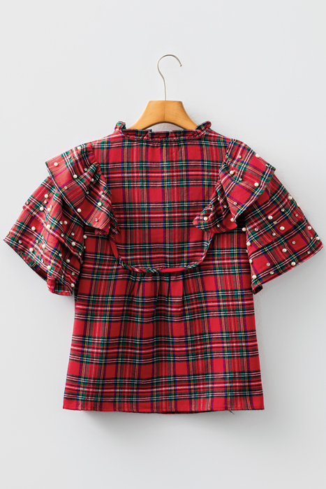 Love Kuza - Festive Pearl Tartan Blouse