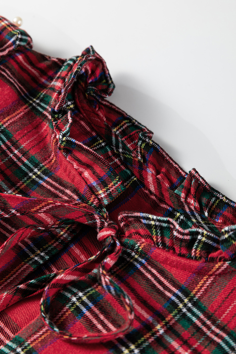 Love Kuza - Festive Pearl Tartan Blouse
