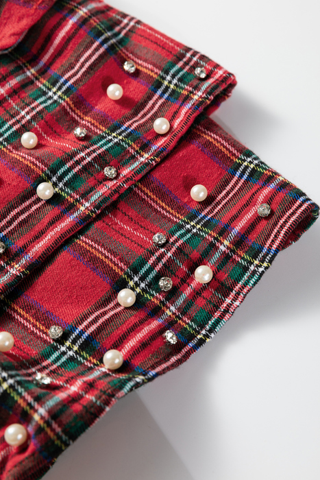 Love Kuza - Festive Pearl Tartan Blouse