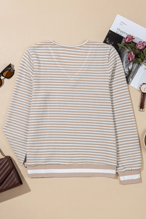 Love Kuza - Soft Horizon Striped V-Neck Pullover