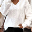  Love Kuza - Ivory Harbor Cable V-Neck Pullover