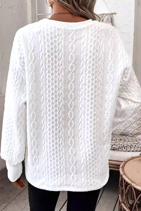 Love Kuza - Ivory Harbor Cable V-Neck Pullover