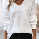  Love Kuza - Ivory Harbor Cable V-Neck Pullover