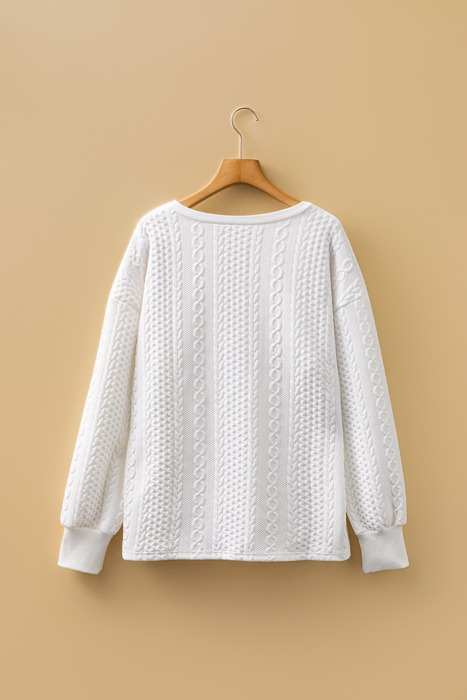Love Kuza - Ivory Harbor Cable V-Neck Pullover