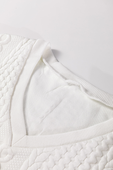 Love Kuza - Ivory Harbor Cable V-Neck Pullover