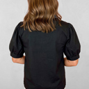  - Ebony Embroidered Peasant Blouse