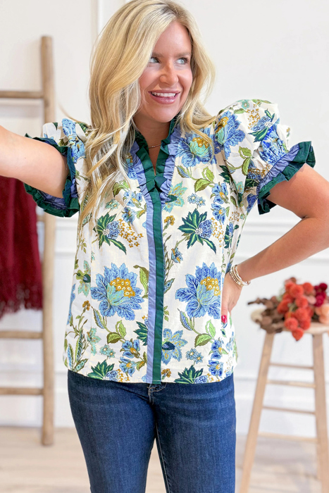 - Leopard Luxe Ruffle Shirt