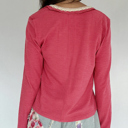  Love Kuza - Rosy Haven Lace-Trim Henley Top