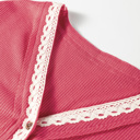  Love Kuza - Rosy Haven Lace-Trim Henley Top