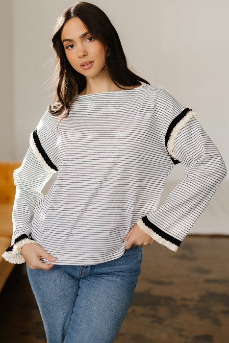 Love Kuza - Parisian Whisper Ruffle-Sleeve Knit Top