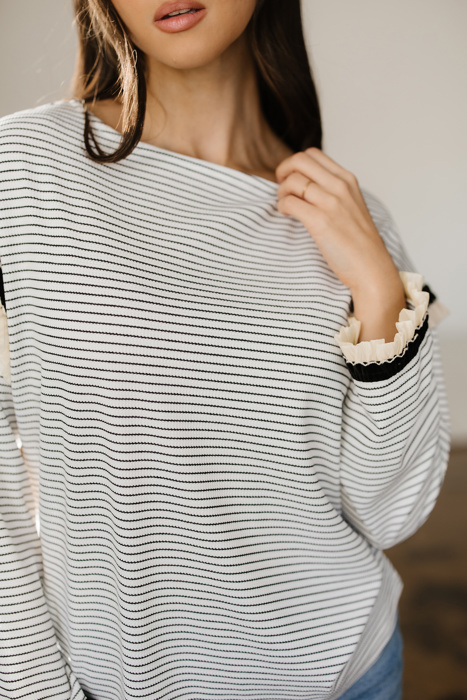 Love Kuza - Parisian Whisper Ruffle-Sleeve Knit Top