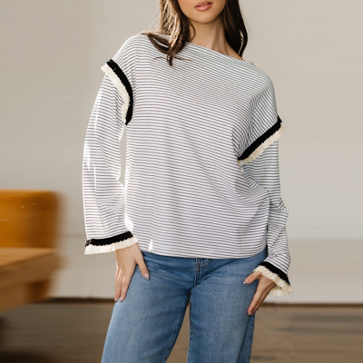 Love Kuza - Parisian Whisper Ruffle-Sleeve Knit Top