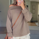  Love Kuza - Soft Embrace Off-Shoulder Waffle Top