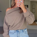  Love Kuza - Soft Embrace Off-Shoulder Waffle Top