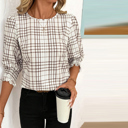  Love Kuza - Cafe Check Ruffle-Cuff Blouse