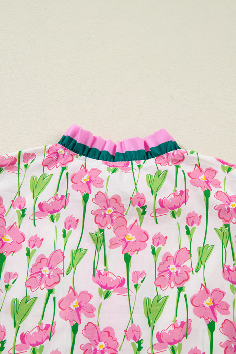 - Pink Cosmos Ruffle Blouse