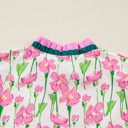  - Pink Cosmos Ruffle Blouse