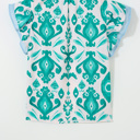   - Turquoise Ikat Ruffle Blouse
