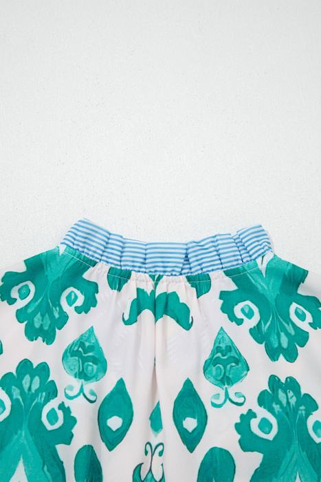  - Turquoise Ikat Ruffle Blouse