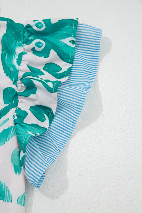  - Turquoise Ikat Ruffle Blouse