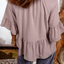  Love Kuza - Dusty Rose Peplum Ruffle Top
