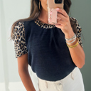  - Wild Side Contrast Ribbed Top