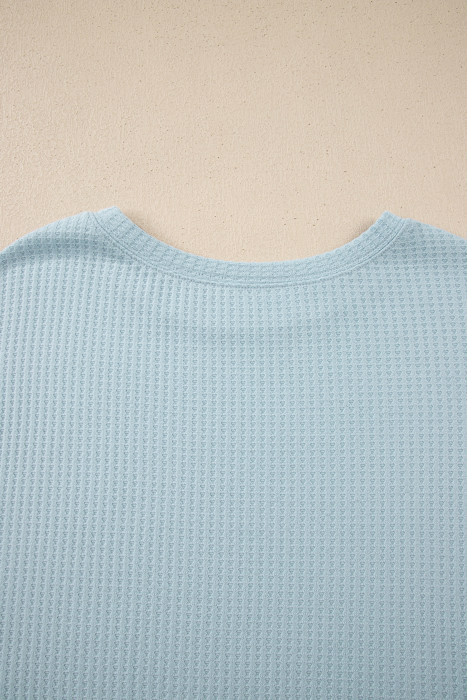 <.>- Sky Blossom Waffle Layered Top