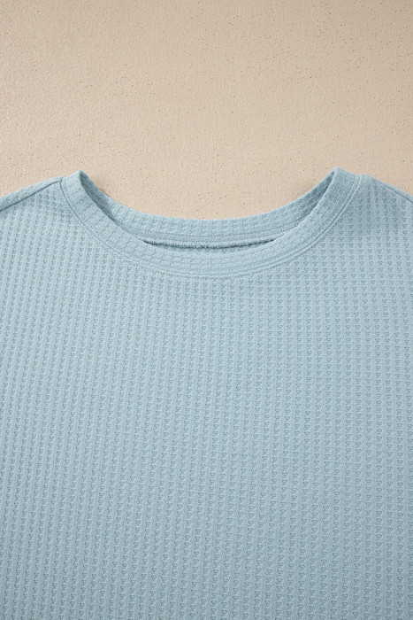 <.>- Sky Blossom Waffle Layered Top