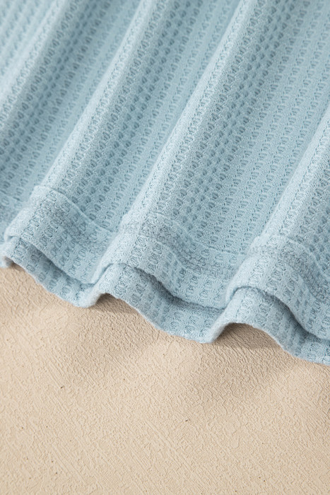 <.>- Sky Blossom Waffle Layered Top