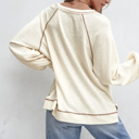  Love Kuza - Cream Ridge V-Neck Pullover