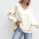  Love Kuza - Cream Ridge V-Neck Pullover