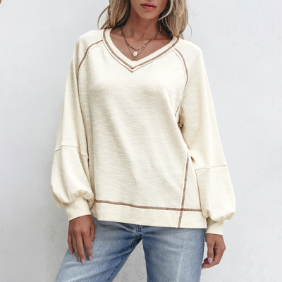 Love Kuza - Cream Ridge V-Neck Pullover