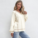  Love Kuza - Cream Ridge V-Neck Pullover
