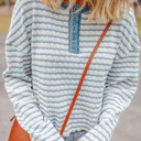  Love Kuza - Coastal Stripes Henley Sweater