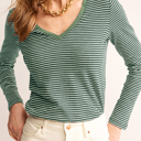  Love Kuza - Forestline V-Neck Stripe Top