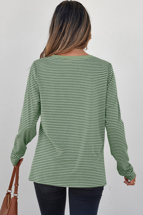 Love Kuza - Forestline V-Neck Stripe Top
