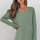  Love Kuza - Forestline V-Neck Stripe Top