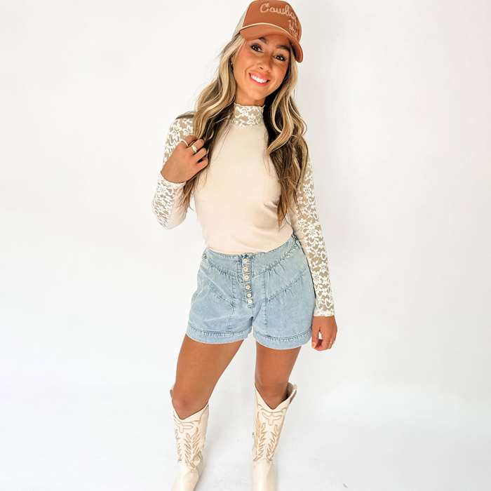 Love Kuza - Lace Whispers Mock Neck Top