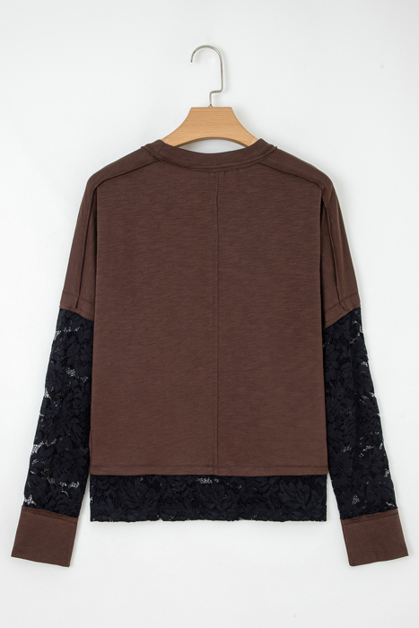 Love Kuza - Mocha Noir Lace Layer Top