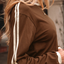  Love Kuza - Cocoa Sporty Stripe Top