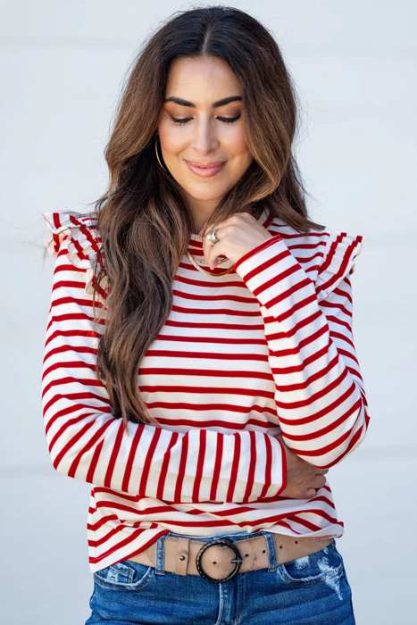 Love Kuza -Candy Stripe Ruffle Top