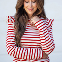  Love Kuza -Candy Stripe Ruffle Top