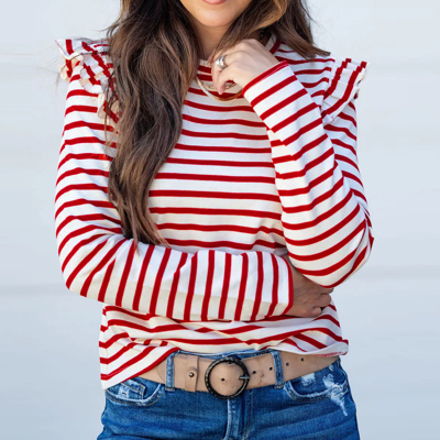 Love Kuza -Candy Stripe Ruffle Top