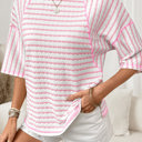  Love Kuza - Pink Popcorn Textured Stripe Tee
