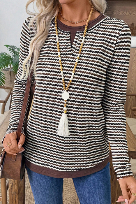 Love Kuza -Mocha Rhythm Knit Top