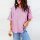  Love Kuza - Vintage Purple Oversized Raw Hem Tee