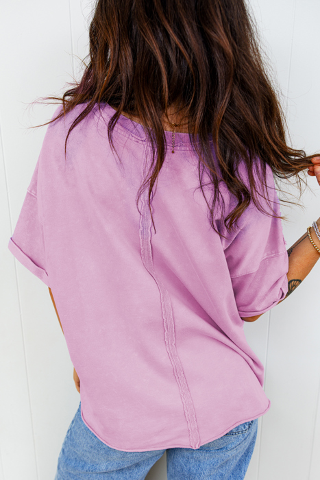 Love Kuza - Vintage Purple Oversized Raw Hem Tee