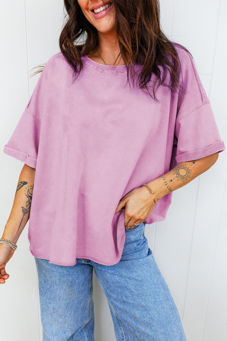 Love Kuza - Vintage Purple Oversized Raw Hem Tee