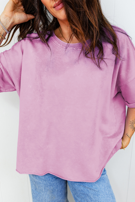 Love Kuza - Vintage Purple Oversized Raw Hem Tee